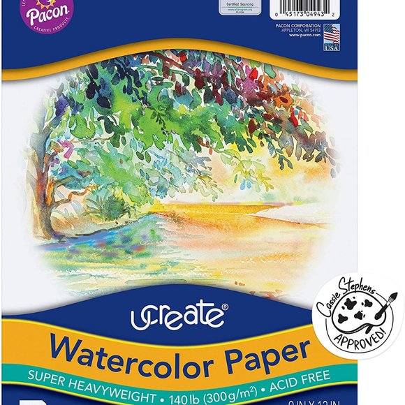 New UCreate Watercolor Paper White, 140 lb. 9" x 12" 50 Sheets Thick 140 lb. wa - Picture 2 of 6